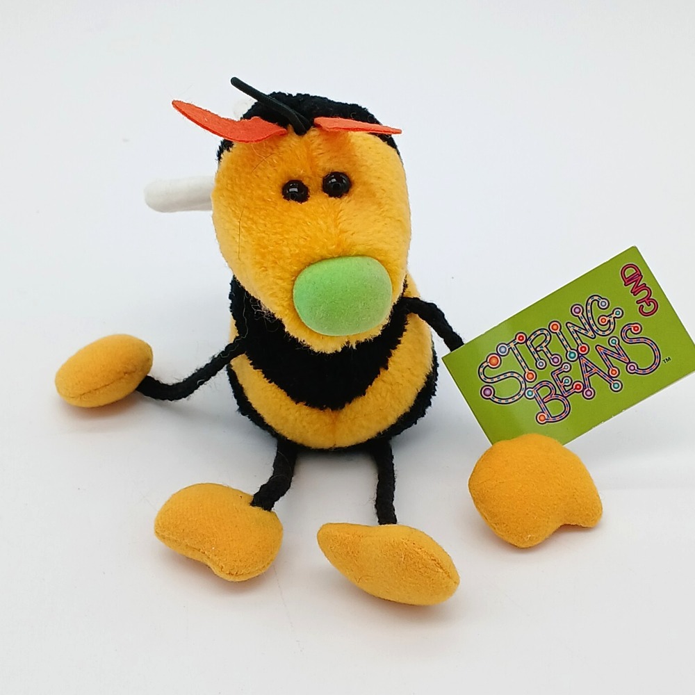 GUND String Beans Honeycomb Bumble Bee Plush #5242 NWT Vintage 1990s 8.5"